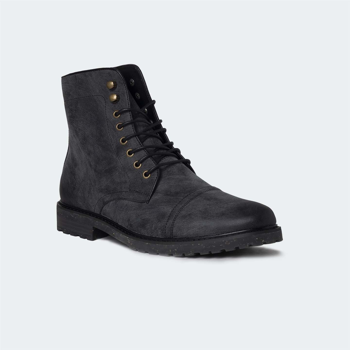 HARRIS A508R-Black Lace Up Boots For Men -Caliber Shoes Nepal