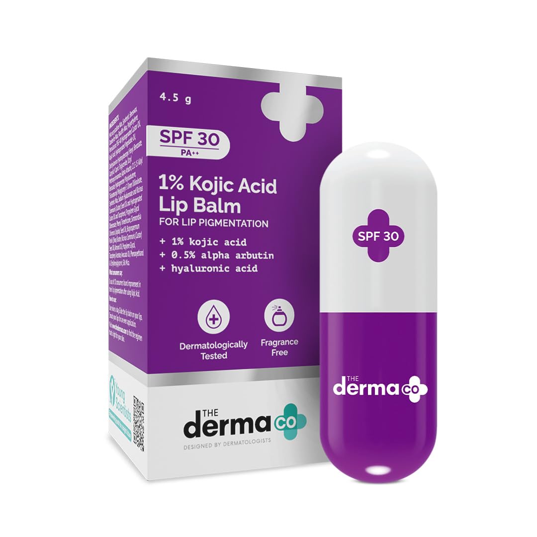 The Derma Co 1% Kojic Acid Lip Balm With Alpha Arbutin & Hyaluronic Acid, Spf 30 Pa++, 4gm (8904417308501)