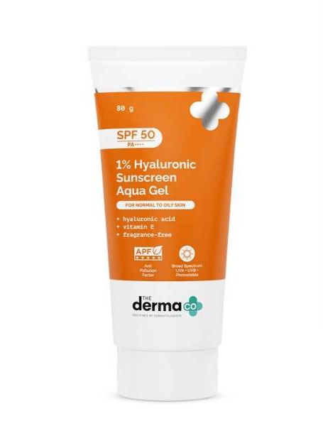 The Derma Co. 1% Hyaluronic Sunscreen Aqua Gel with SPF 50 & PA++++, 80gm (8904417306231)
