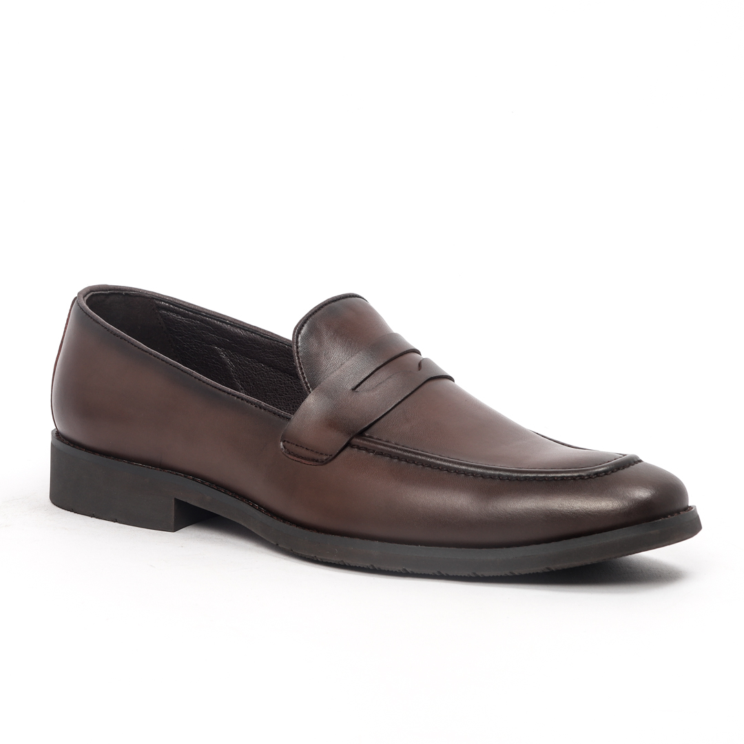 T 654 C -Coffee Penny Formal Shoes For Men -Caliber Shoes Nepal