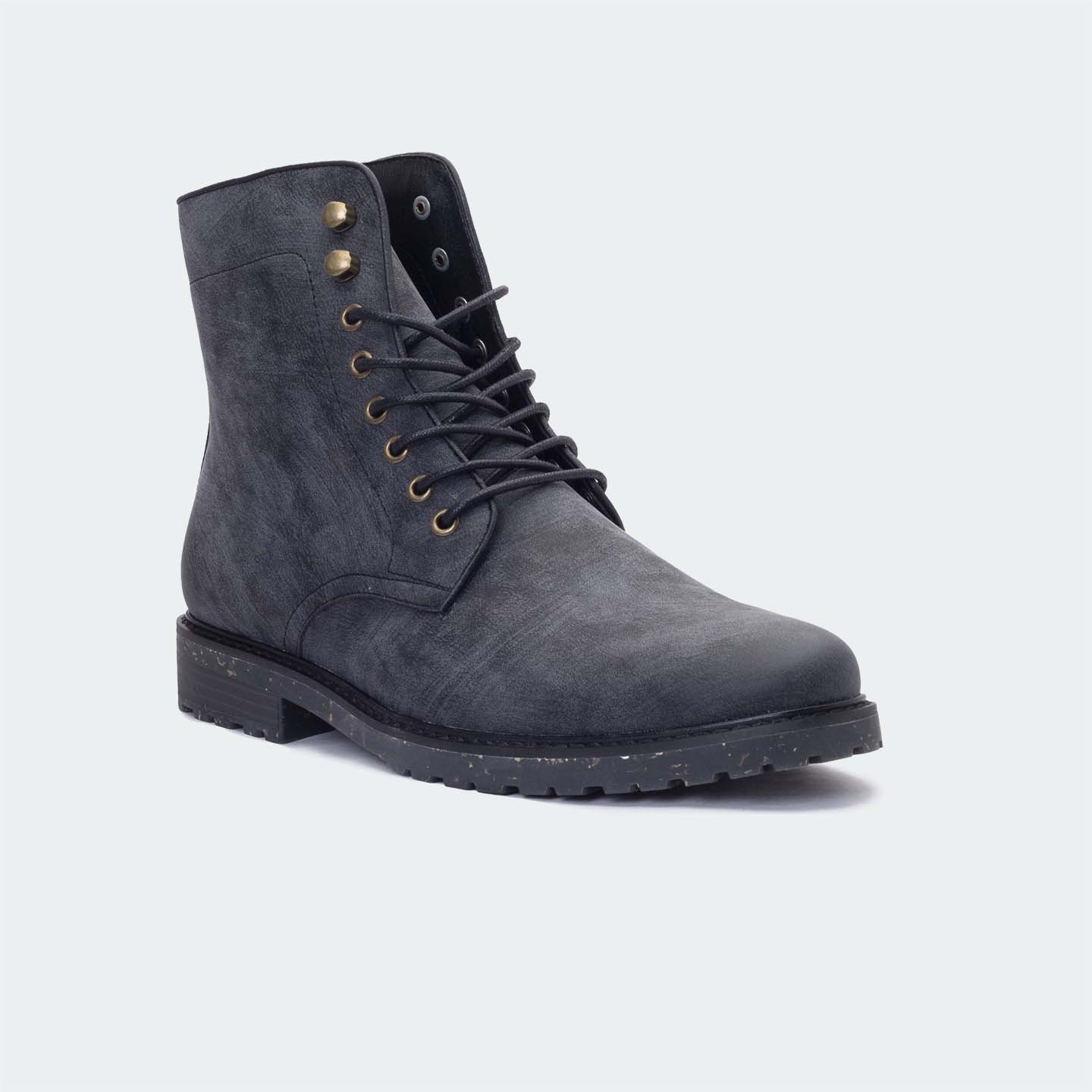 NICHOLAS A500R-Black Lace Up Boots For Men -Caliber Shoes Nepal