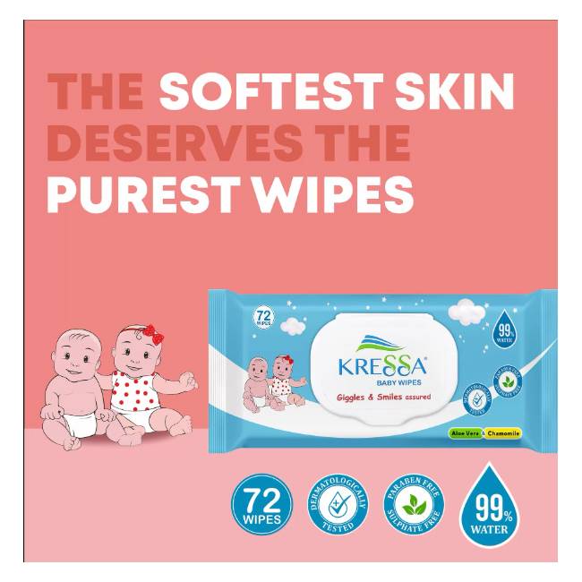 Kressa Baby Wipes 72's With Lid
