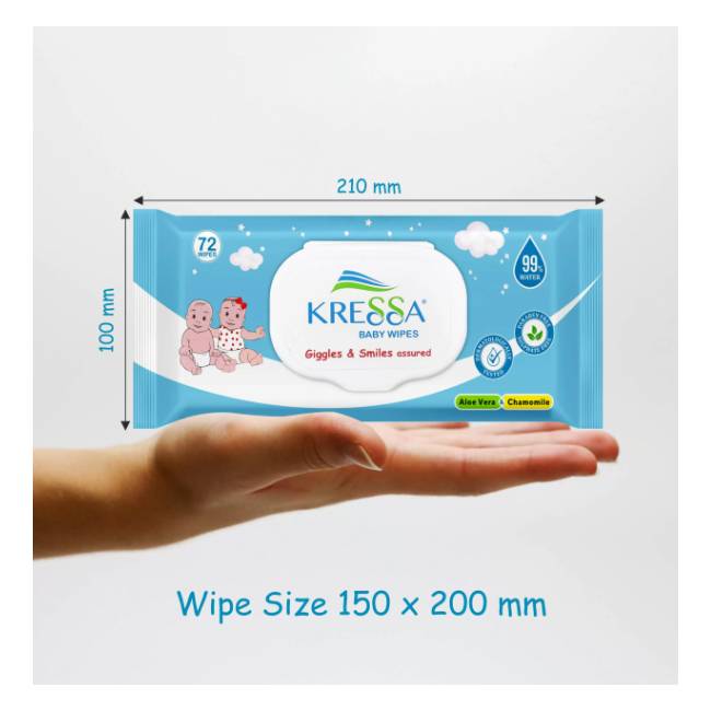 Kressa Baby Wipes 72's With Lid