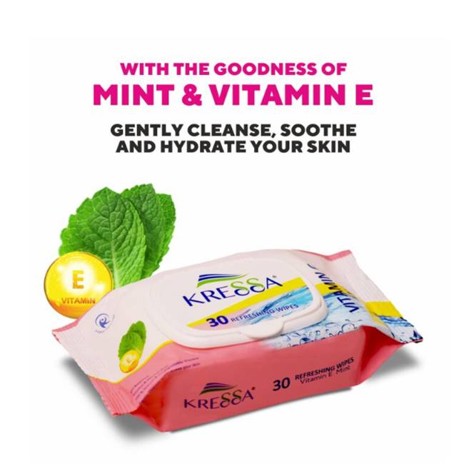 Kressa Wet Tissue Vitamin E Mint 30's