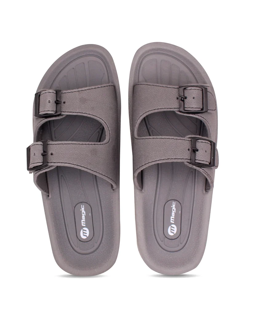 FABRICATION Magic+ Men’s Dual Buckle Slides – Comfortable Casual Slippers for Daily Wear
