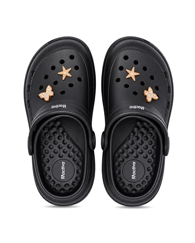Women's Lightweight Clogs with Charms – Cushioned Slip-On Clogs with Adjustable Heel Strap for Everyday Wear