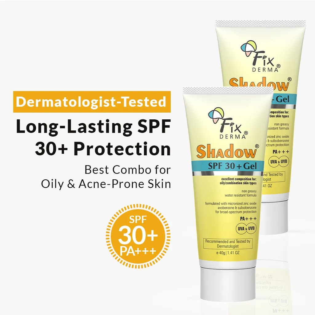 Shadow SPF 30+ Gel - 40g Pack of 2  Lightweight Gel Sunscreen for Oily & Acne-Prone Skin