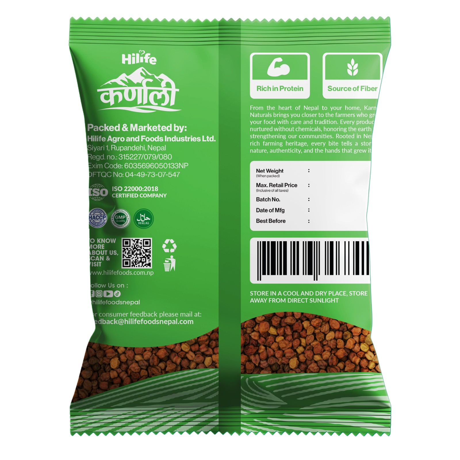 Hilife Karnali Sano Chana 1KG (1KGX20) POUCH