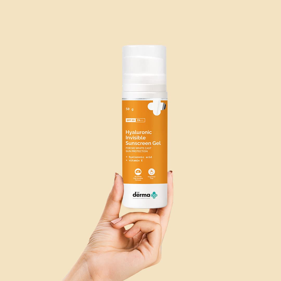 The Derma Co. Hyaluronic Invisible Sunscreen Gel with Hyaluronic Acid & Vitamin E, 50gm (8904417300246)