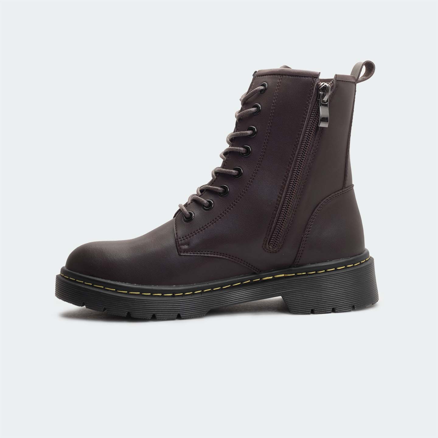 JUDETH 470C -Coffee Lace Up/Chain Boots For Women -Caliber Shoes Nepal
