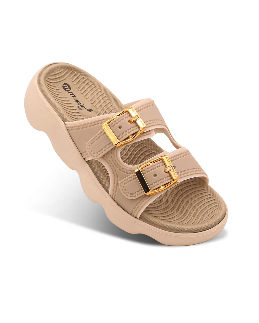 DOCTOR SOLE Magic+ Women's Double Buckle Orthopedic Slide Sandals – Lightweight with Adjustable Straps