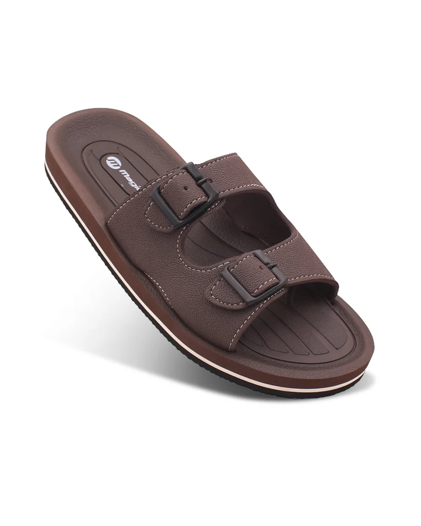 FABRICATION Magic+ Men’s Dual Buckle Slides – Comfortable Casual Slippers for Daily Wear
