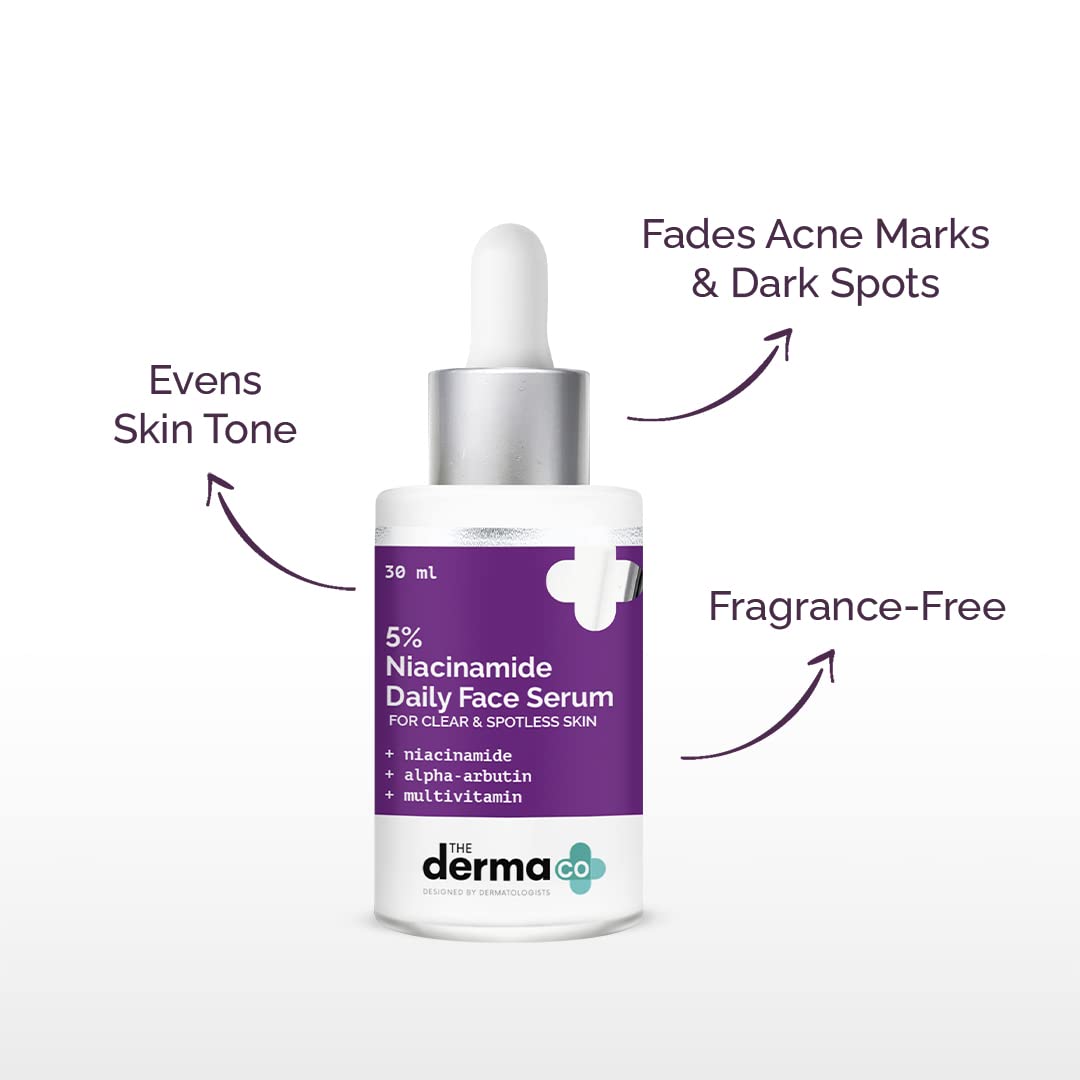 The Derma Co. 5% Niacinamide Face Serum With Alpha Arbutin & Multivitamin For Clear & Spotless Skin, 30ml (8906087778677)