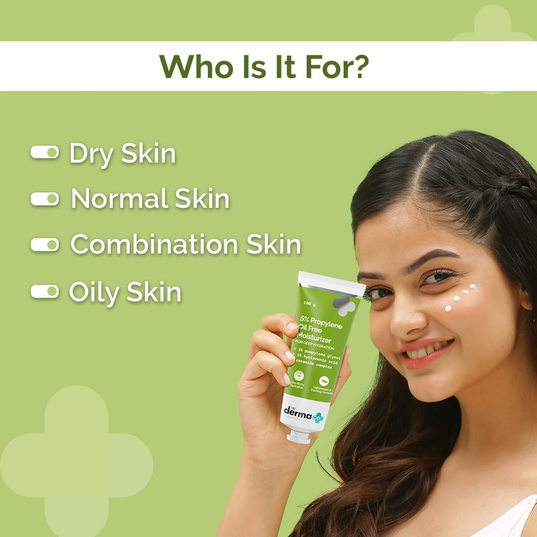 The Derma Co. 5% Propylene Oil-Free Moisturizer with Propylene Glycol & Hyaluronic Acid, 100gm (8904417311297)
