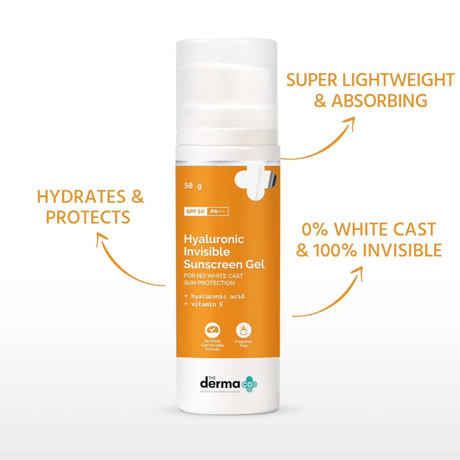 The Derma Co. Hyaluronic Invisible Sunscreen Gel with Hyaluronic Acid & Vitamin E, 50gm (8904417300246)