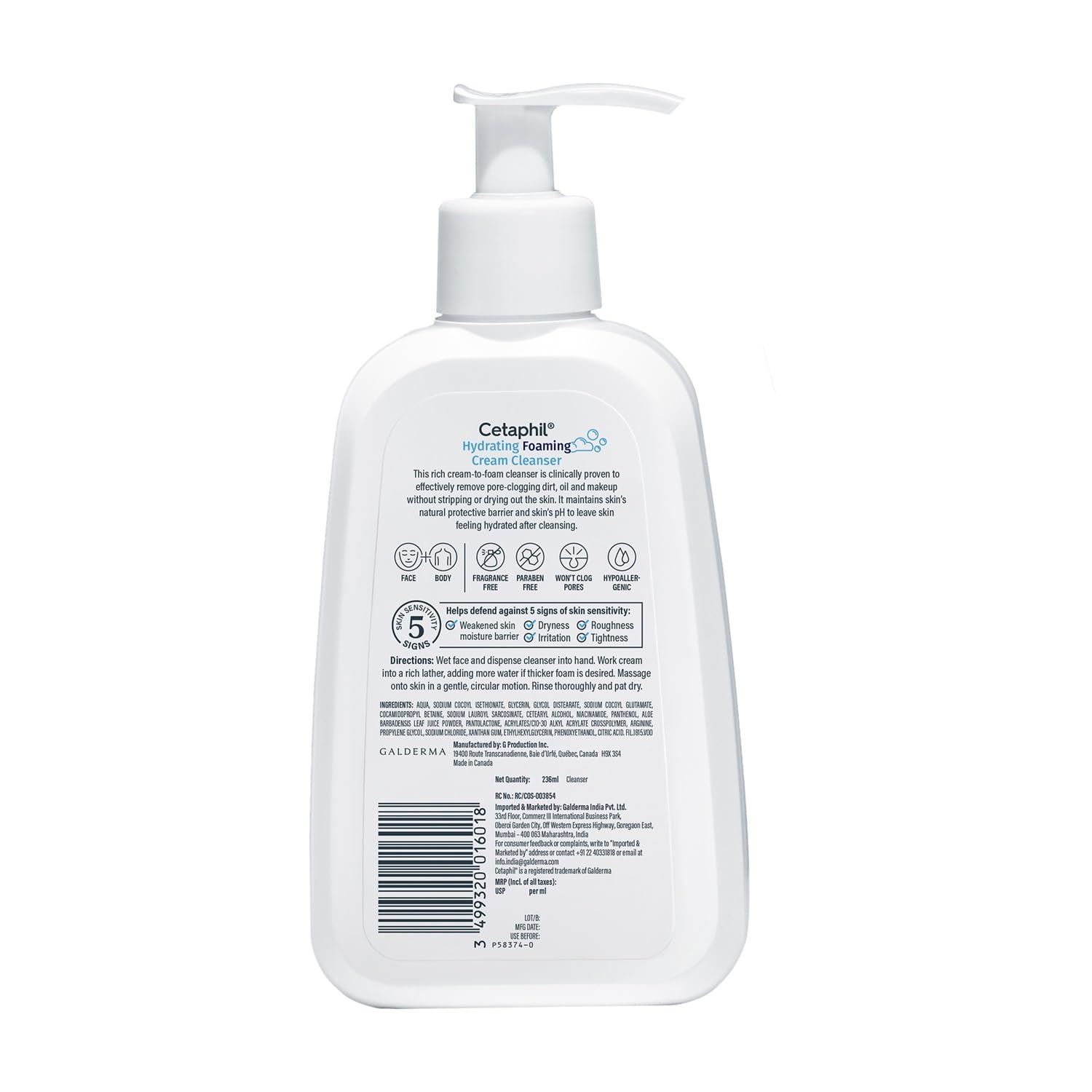 Cetaphile Hydration Foaming Cream Cleanser 236 ml