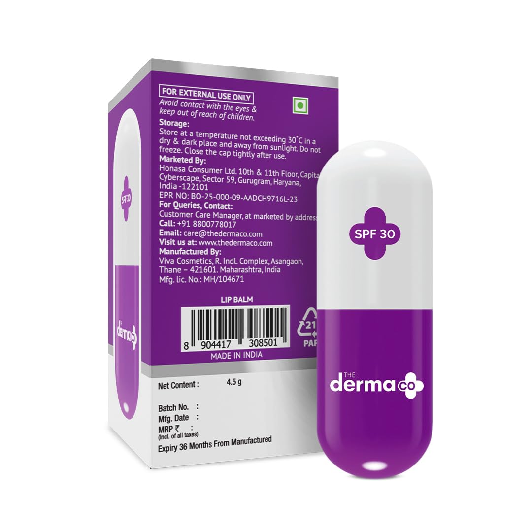 The Derma Co 1% Kojic Acid Lip Balm With Alpha Arbutin & Hyaluronic Acid, Spf 30 Pa++, 4gm (8904417308501)