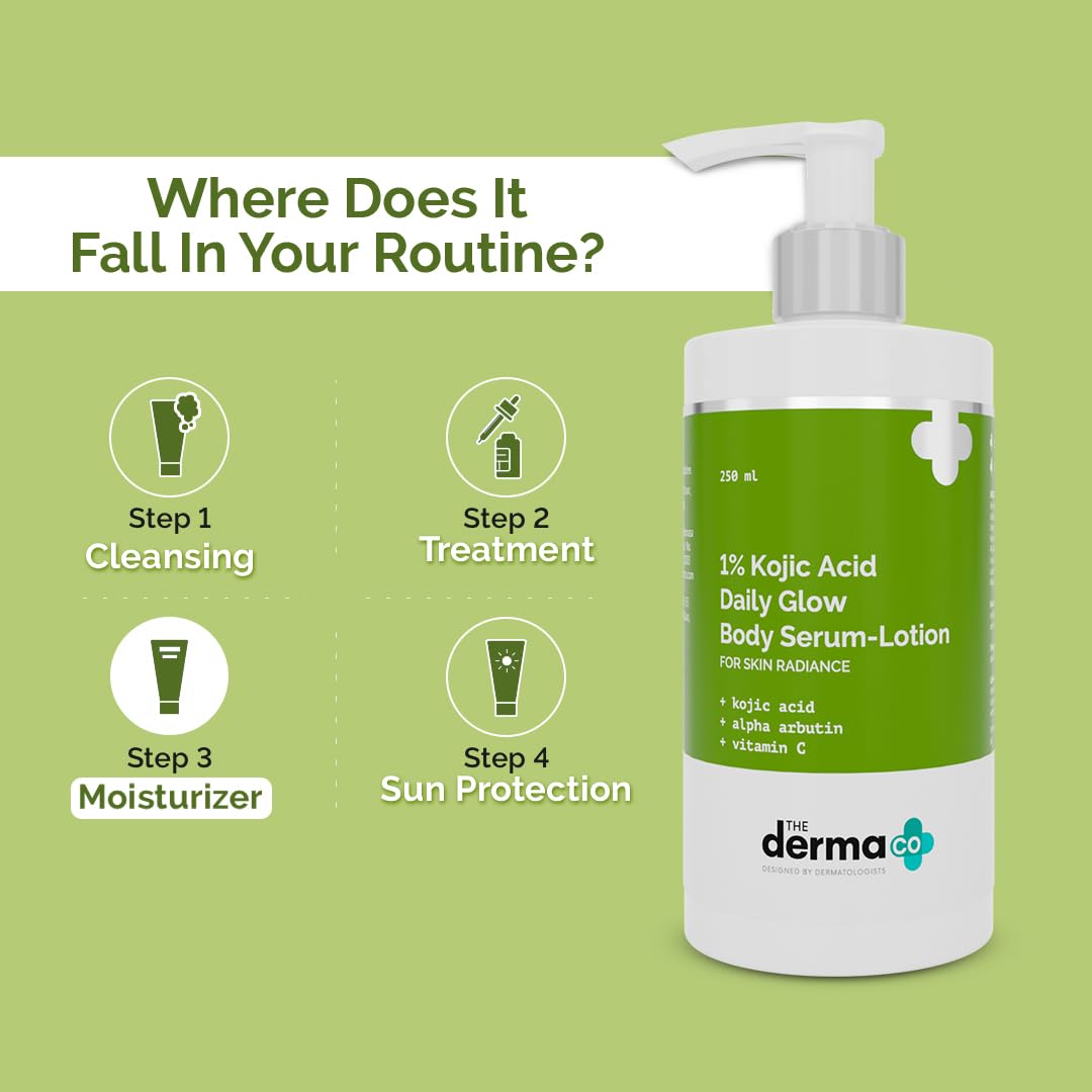 The Derma Co. 1% Kojic Acid Daily Glow Body Serum-Lotion For Skin Radiance, 250ml (8904417301632)