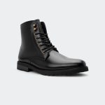 NICHOLAS A500SN-Black Lace Up Boots For Men -Caliber Shoes Nepal