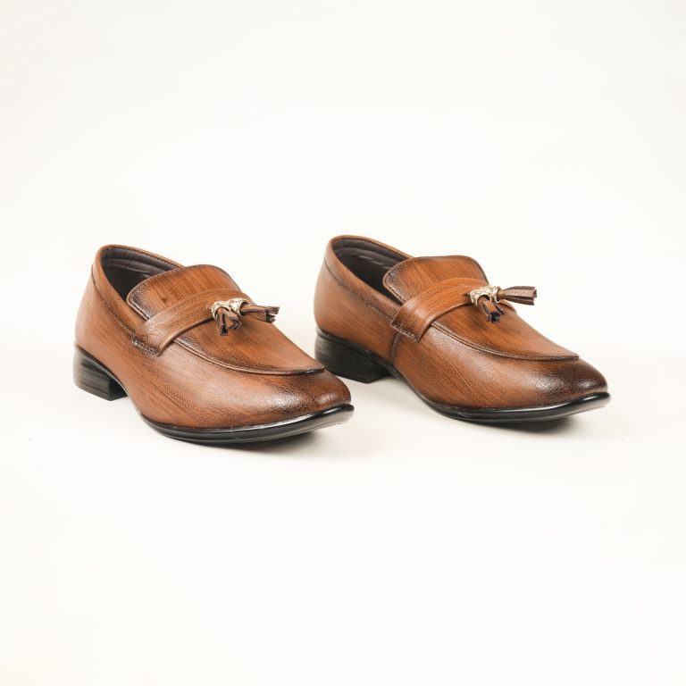 Run Shoes Brown Leather Slip-on Tassel Loafers for Men (2259)