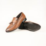 Run Shoes Brown Leather Slip-on Tassel Loafers for Men (2259)
