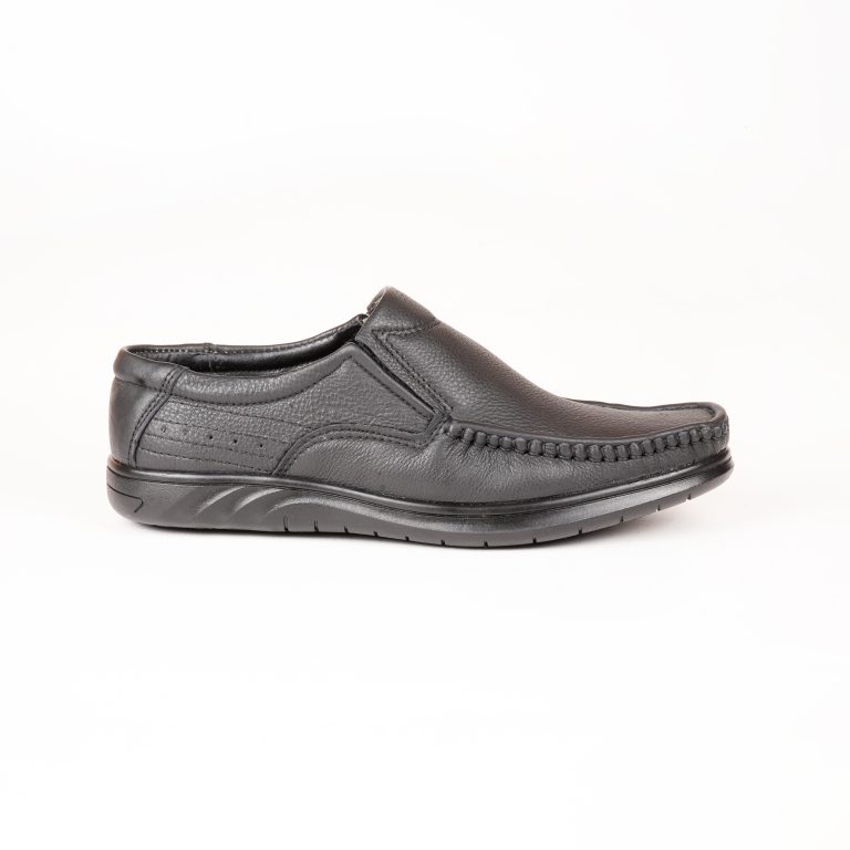 Run Shoes Black Leather Slip-on Loafers for Men (3041)