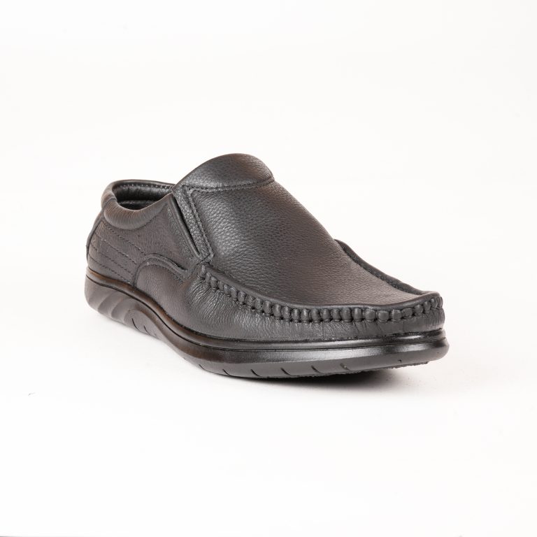 Run Shoes Black Leather Slip-on Loafers for Men (3041)