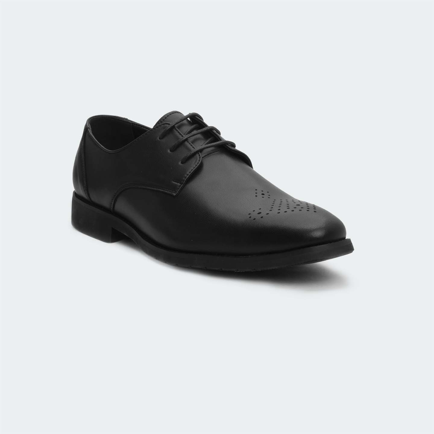 Kingsley T660 -Black Lace Up Formal Shoes For Men -Caliber Shoes Nepal