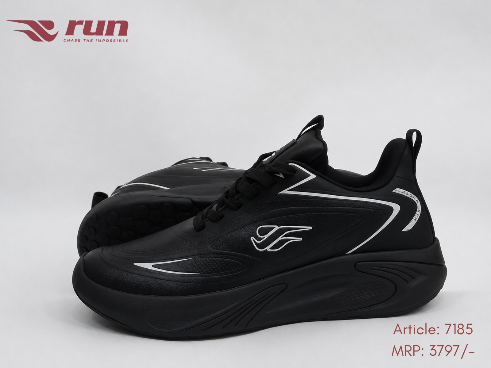 Run Shoes Sports Shoes Black (7185)