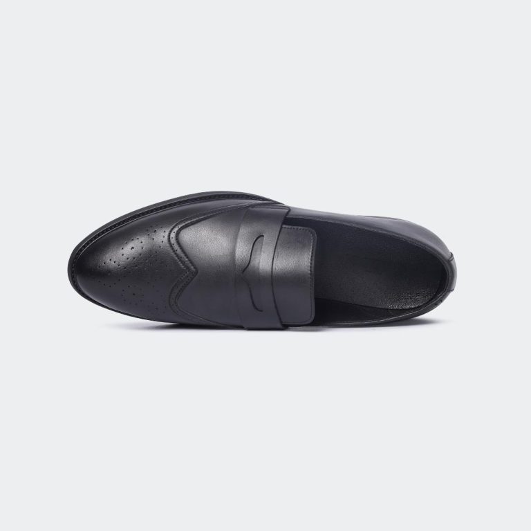 Y506C -Black Penny Formal Shoes For Men -Caliber Shoes Nepal