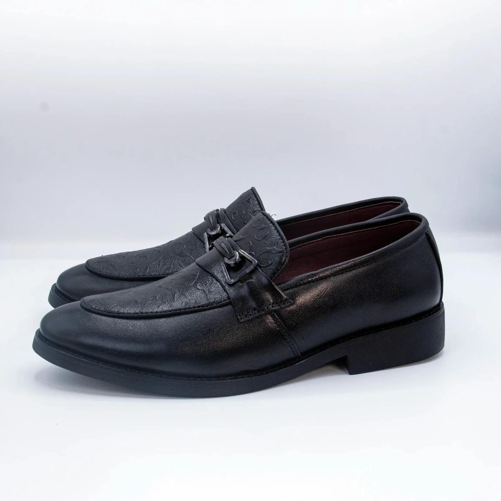 Men's Black Genuine Leather Party Shoes GS94