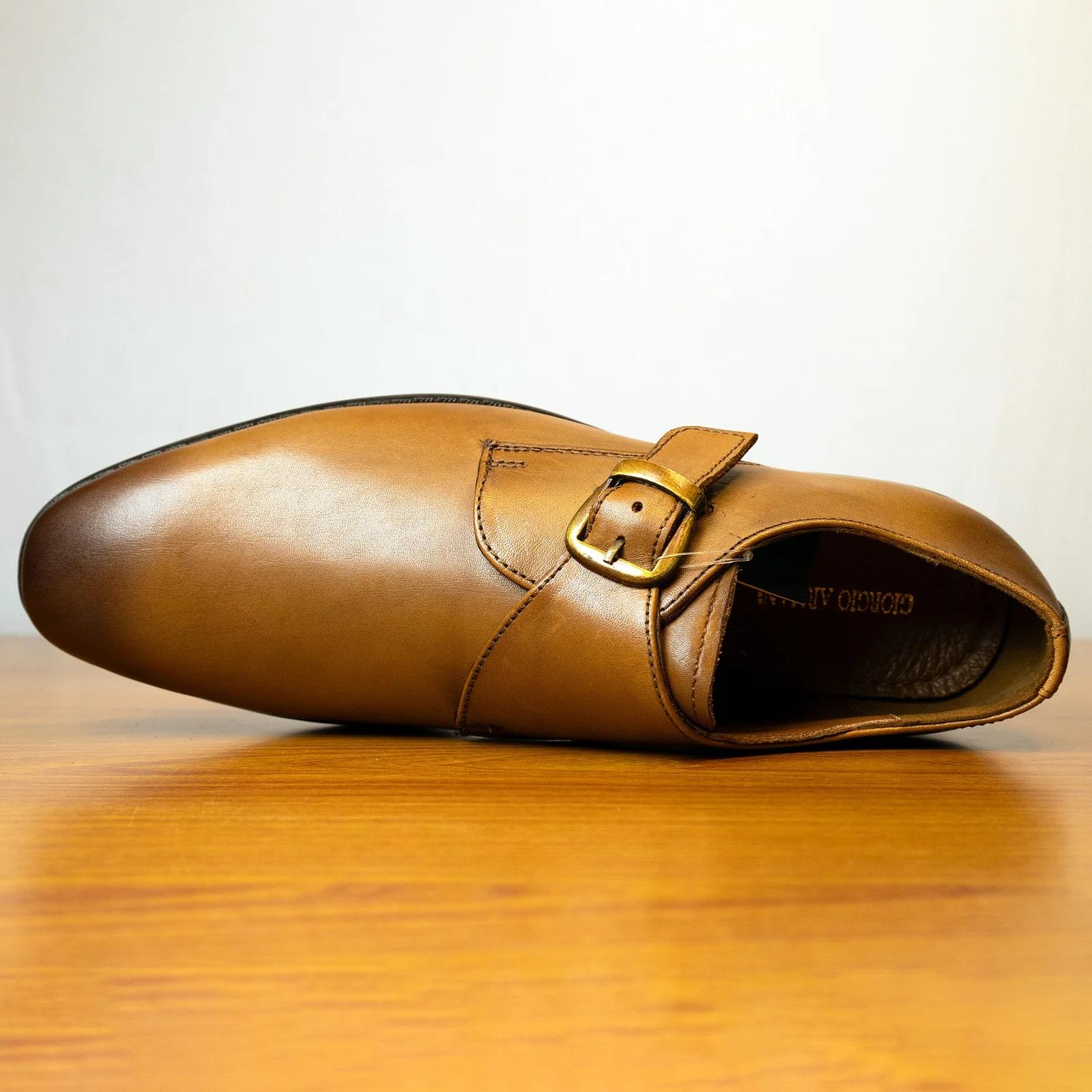 Men's Genuine Leather Single Monk Strap Shoes GS122.