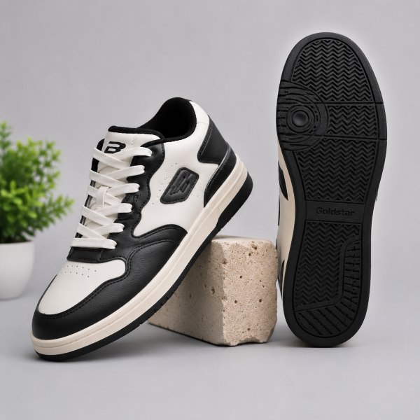 Goldstar Lior-02 Men’s Court Sneakers – White/Black Low-Top Casual Shoes