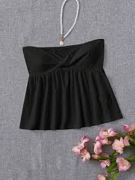 SHEIN Solid Ruffle Hem Tube Top/Black