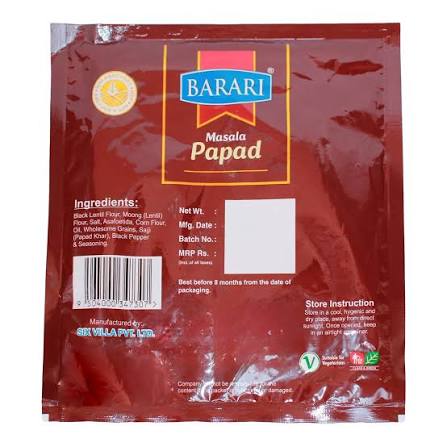 Barari Masala Papad 100Gm