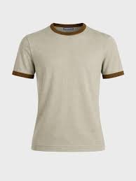 Men's Solid Beige Slim Fit T-shirt