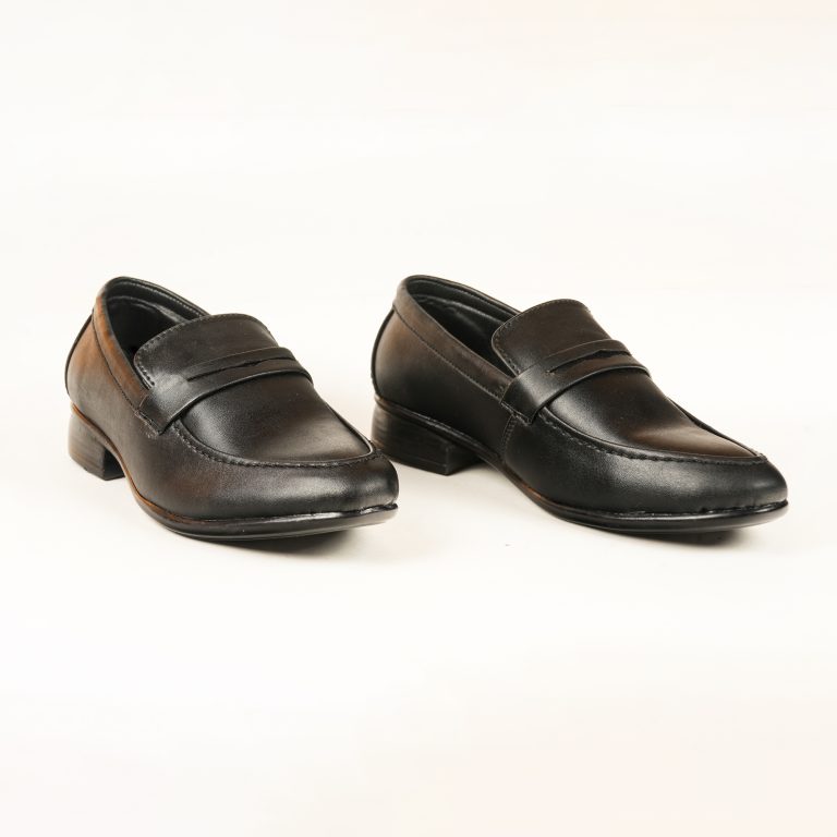Run Shoes Black Leather Slip-on Formal Loafers for Men (2251)