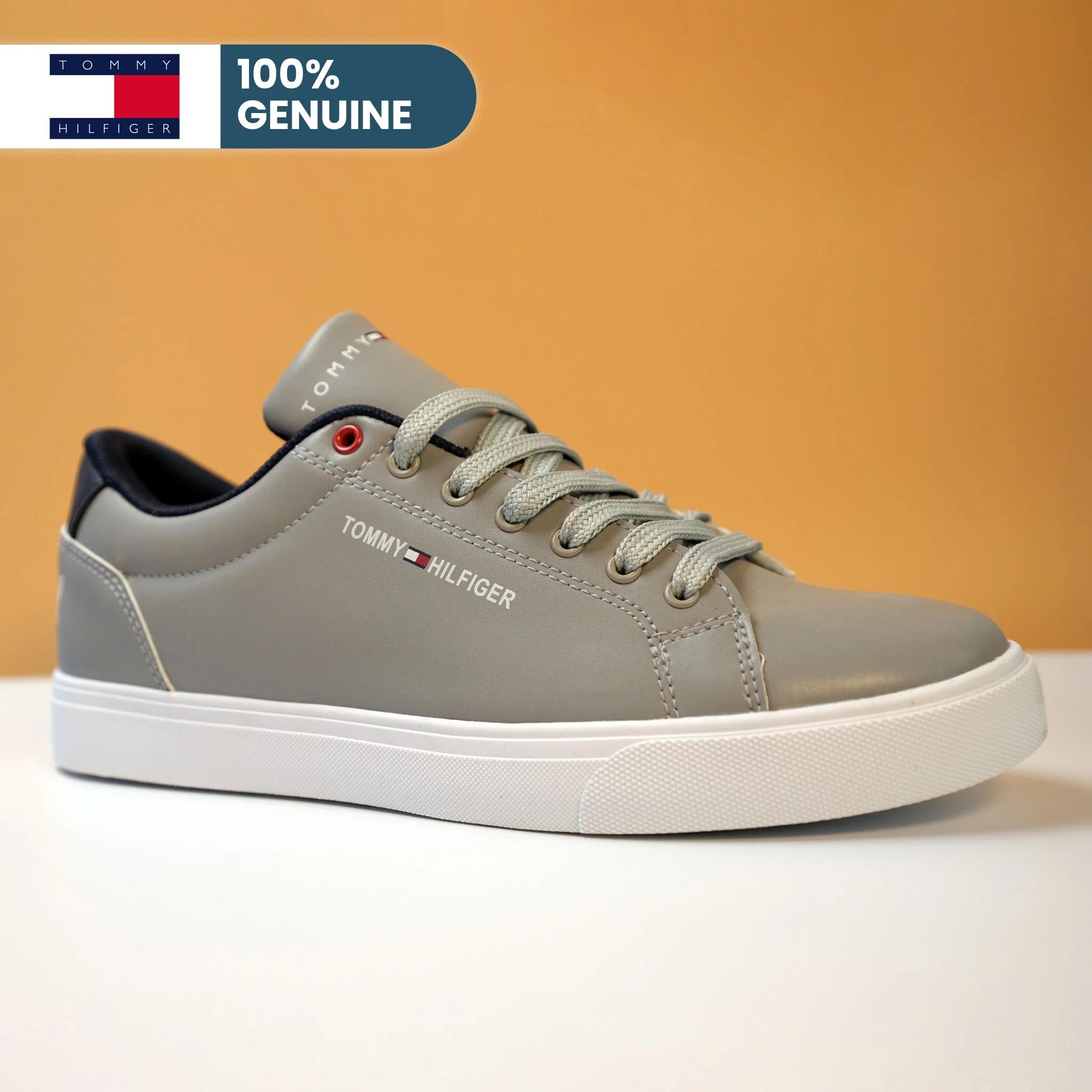 Tommy Hilfiger Men's Grey Leather Sneakers GS125