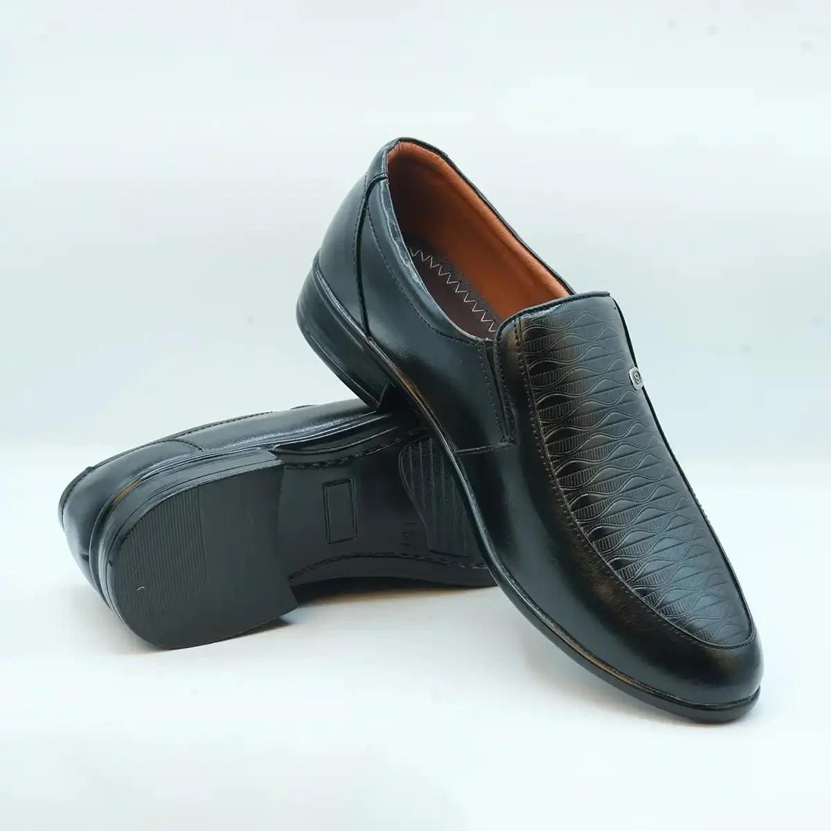 Men's Black PU Leather Slip-On Loafers GS46