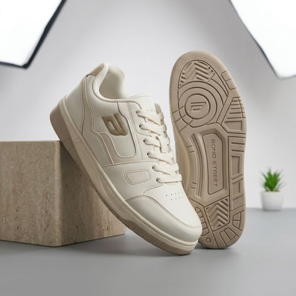 Goldstar Lior-04 Men’s Casual Lifestyle Sneakers – White & Beige | Bond Street Edition